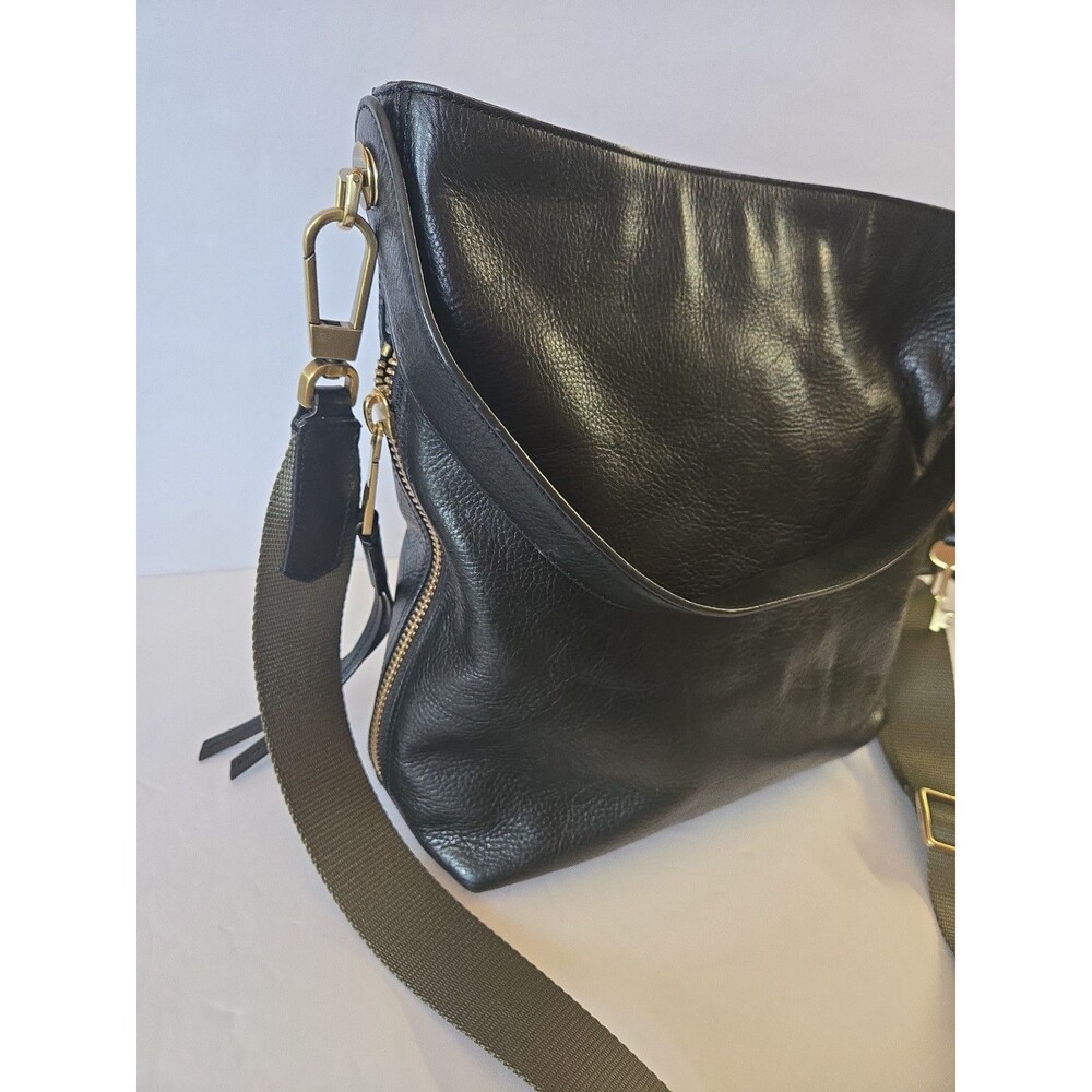 Fossil Women's Maya Soft Leather Hobo Purse Black Handbag Khaki Removable Strap - Picture 3 of 12